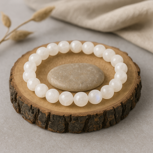 🌙 Bracelet en Pierre de Lune – 6 mm, 8 mm, 10 mm – Qualité A à AA