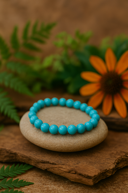 🟦 Bracelet en Turquoise Naturelle – 6 mm, 8 mm, 10 mm – Qualité extra A à AA