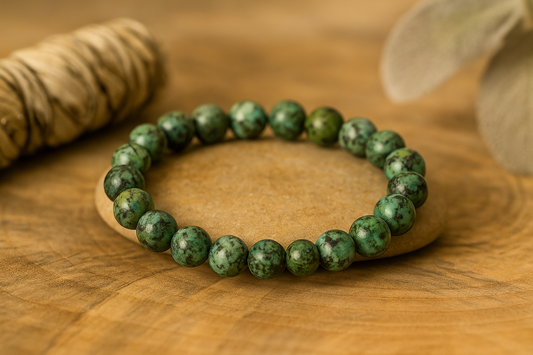 🟩 Bracelet en Turquoise Africaine – 6 mm, 8 mm, 10 mm – Qualité A à AA